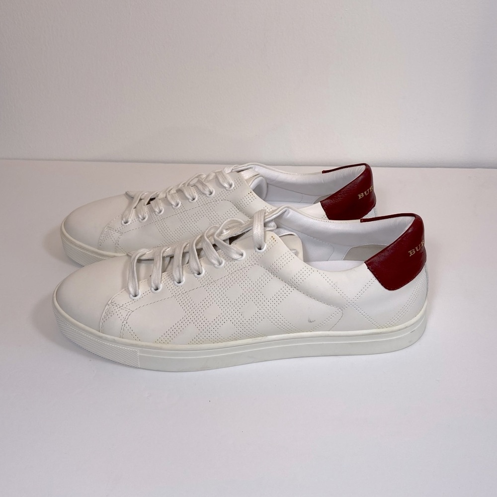 Burberry mens Albert Perforated Sneakers white 44 EU/ 11 US